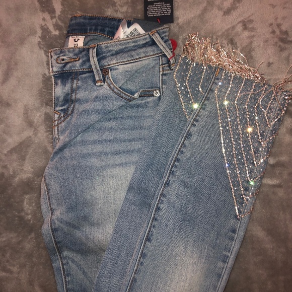 crystal fringe jeans